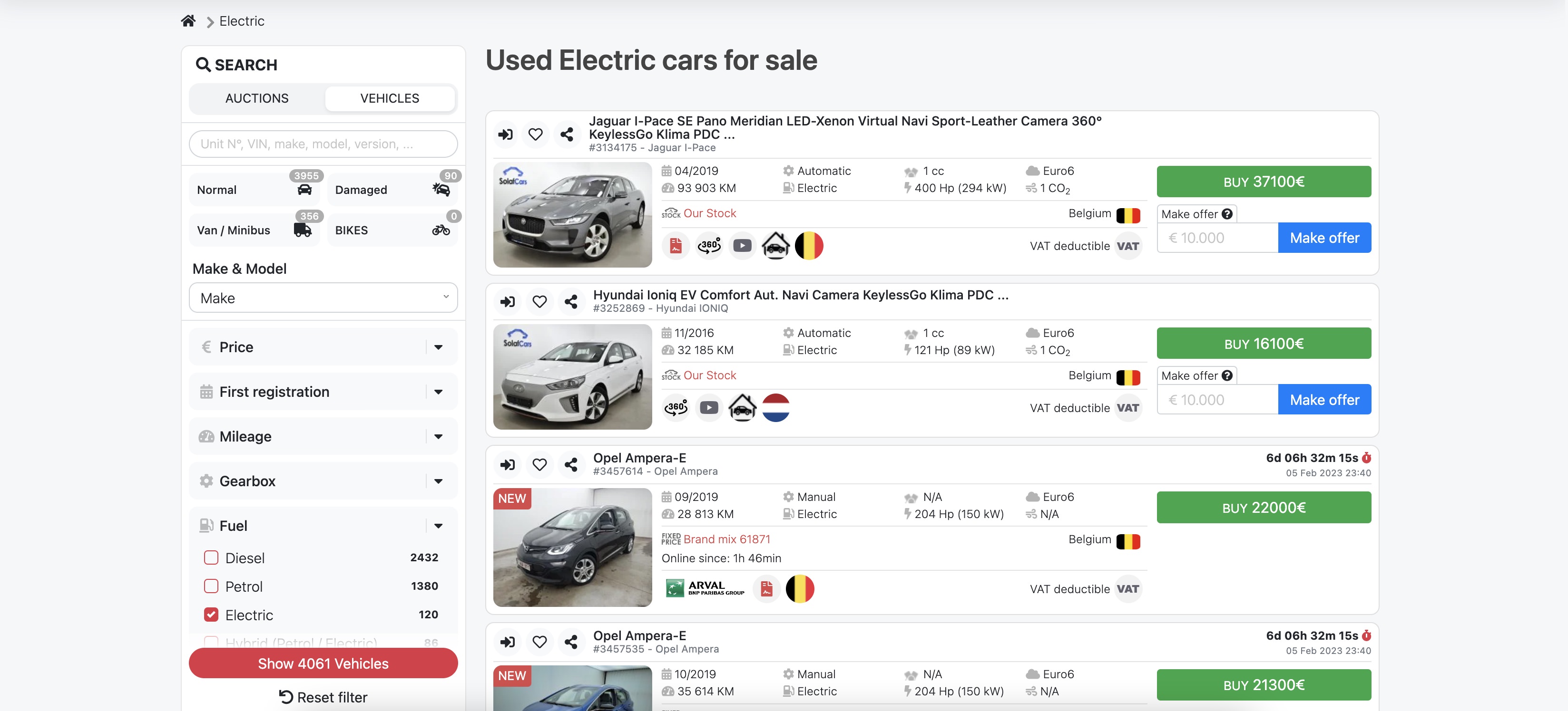 ecarstrade'i elektri- ja hübriidsõidukite valik
