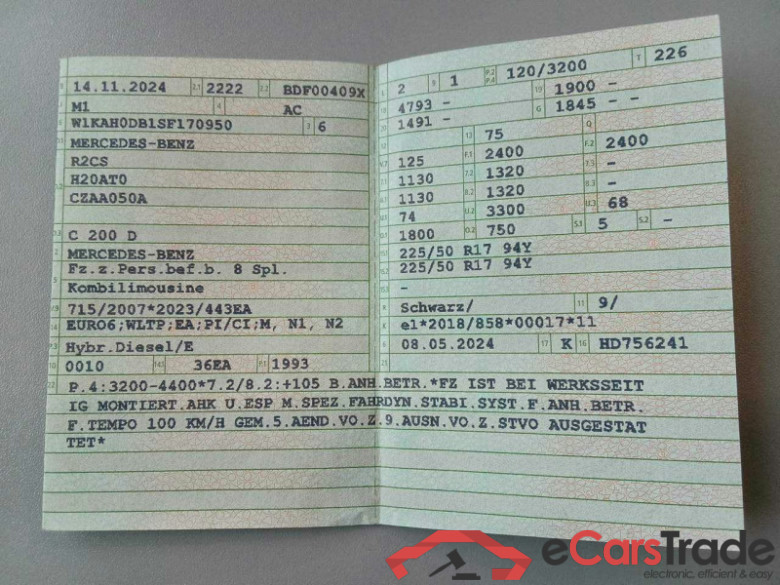 Mercedes-Benz C-Klasse T-Modell (BM 206)(03.2021->) DE - Kb5 C 200 d EU6e, T Avantgarde (EURO 6e), 2024 - 2026 #2