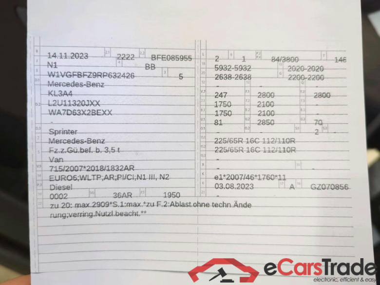 Sprinter III Kasten FWD 311/315 CDI FWD L2 (910.633) 2.0 84KW MT6 E6d #6